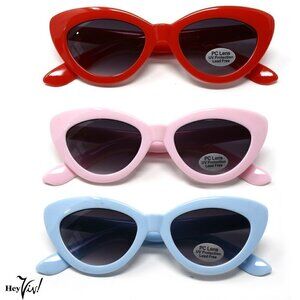 Kids Girls Size Retro 50s Style Cat Eye Sunglasses Shades -UV PC Lens - 5 Colors